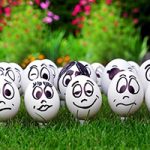 Gleaning from The Religious Affections (Part 10): Uncertain Signs Six and Seven: The Presence of Love and Many Affections at the Same Time - Weekly Blog Post by Dr. Craig Biehl - eggs with faces on grass